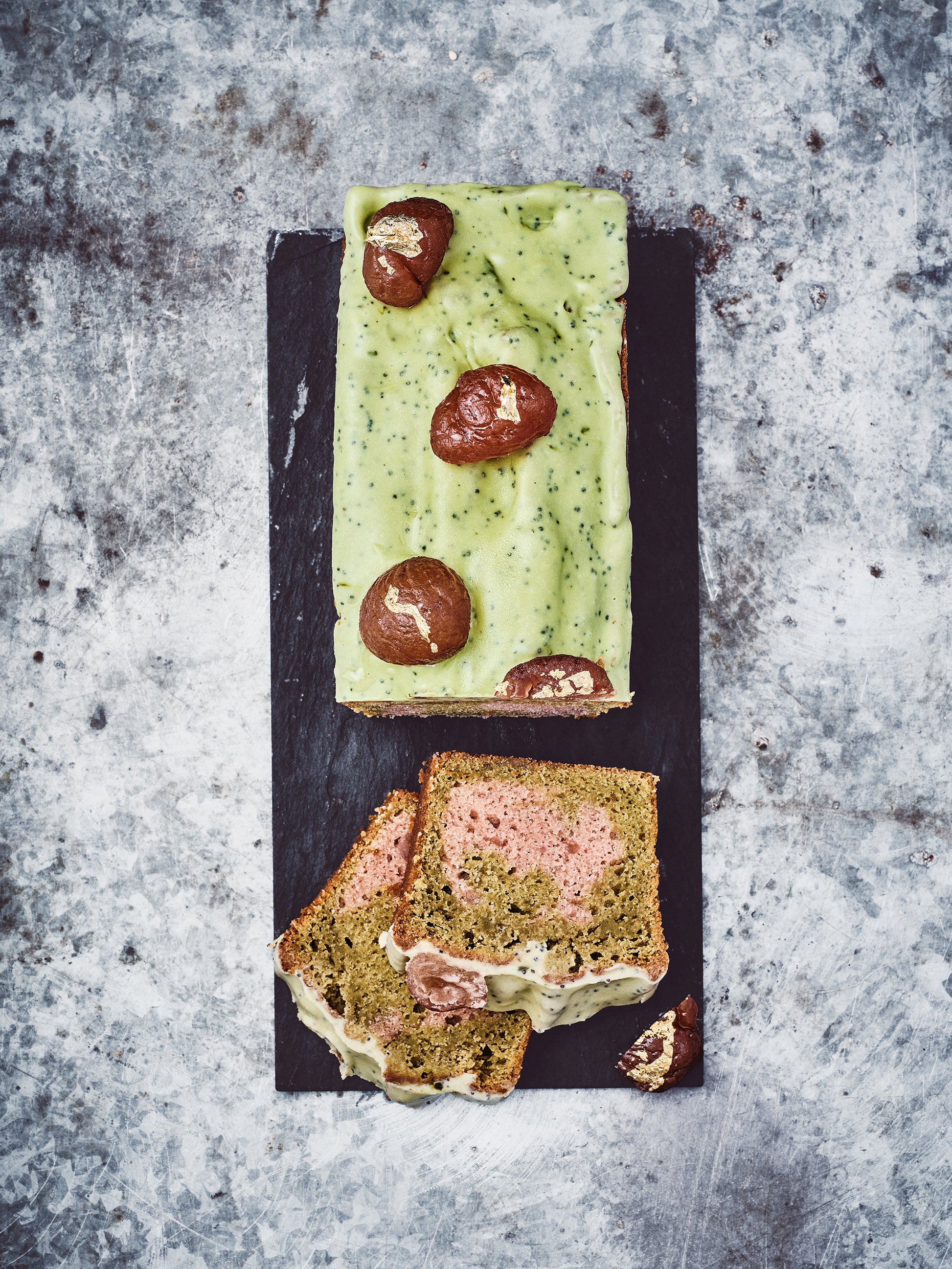 CAKE MARBRE THE VERT MATCHA, CHÂTAINES